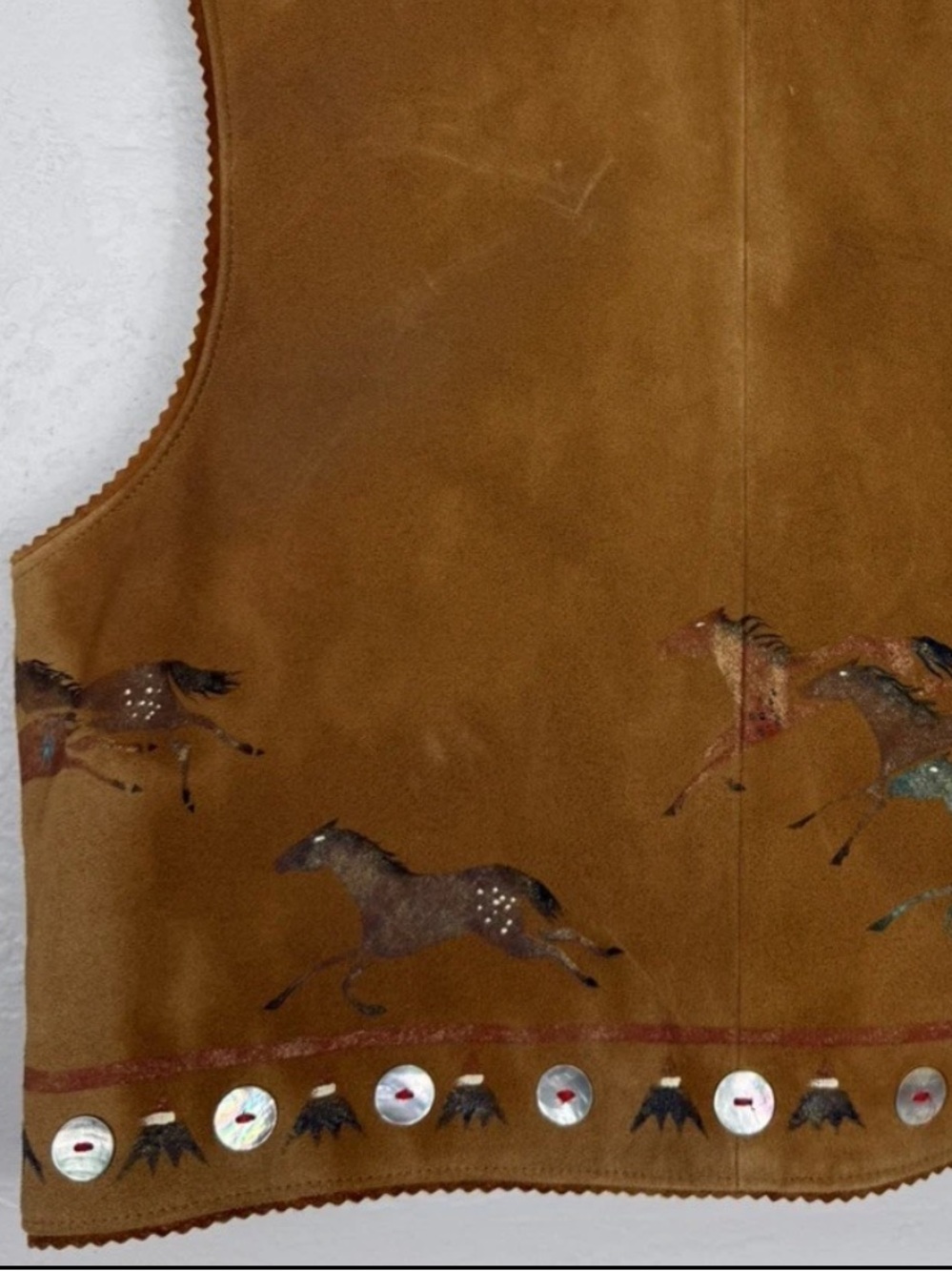 Patricia Wolf handmade Leather Horse Vest Hand Painted Horses Indian Ponies EUC - Picture 8 of 8